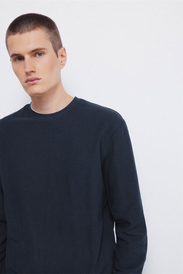 Springfield Camiseta com tecido dupla waffle azul