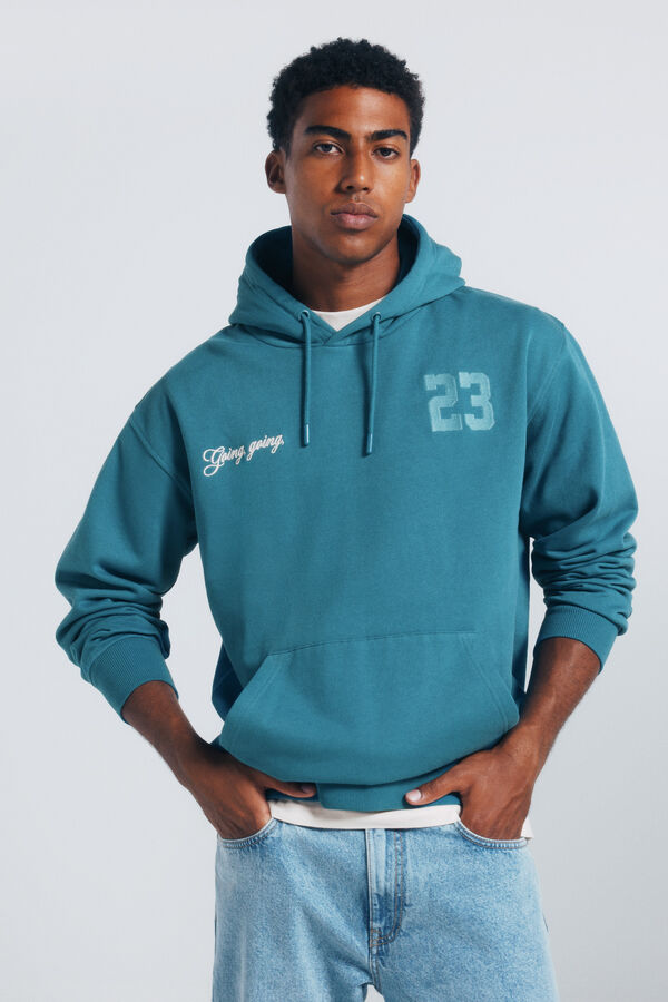 Springfield Moletom com capuz estampado de beisebol azul
