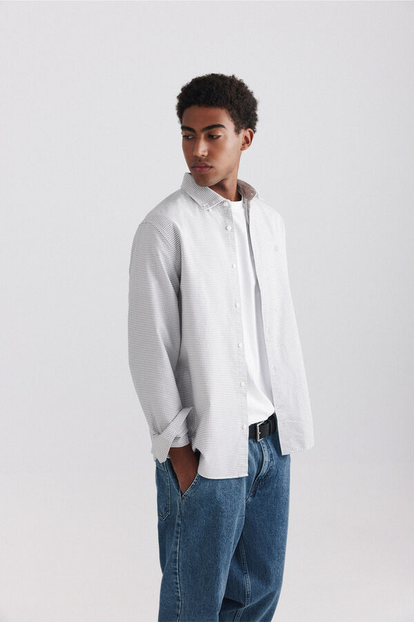 Springfield Camisa oxford estampado vichy cinzento