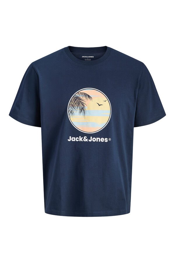 Jack & Jones T-shirt manga curta em algod&atilde;o azul