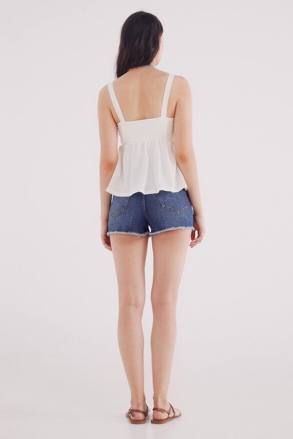 Springfield Shorts jeans com bolsos bordados azul