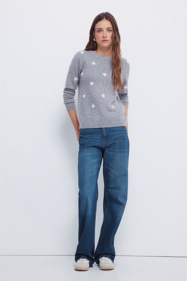 Springfield Camisola de bolinhas Intarsia cinzento