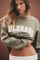 Springfield Sweatshirt com estampa urbana Caqui escuro