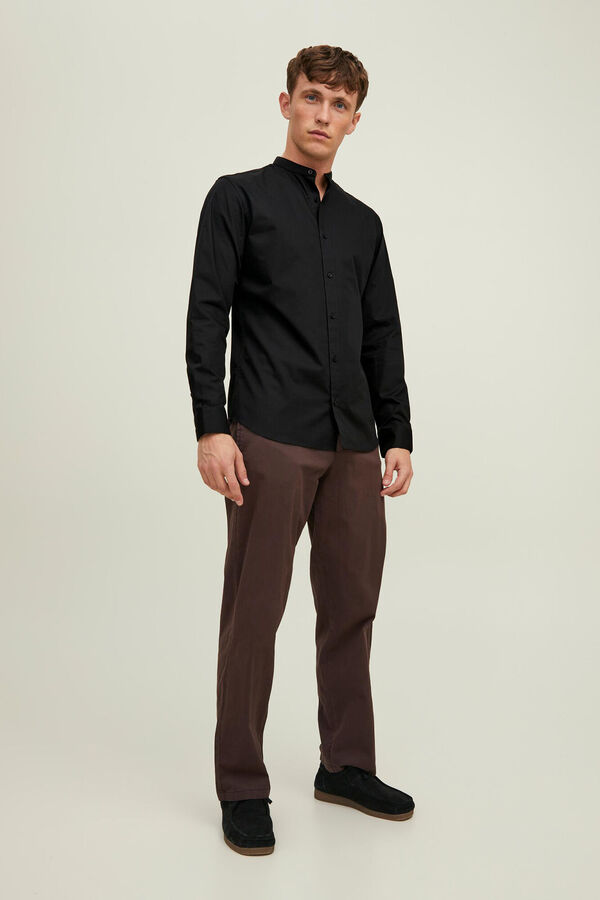 Jack & Jones Mandarin collar shirt black