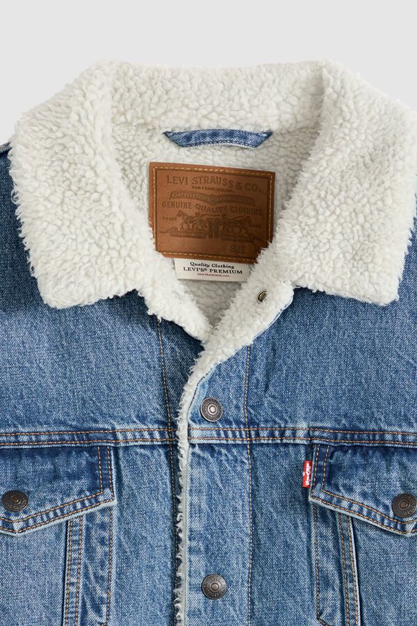 Levi's Blus&atilde;o de ganga com borrego azul