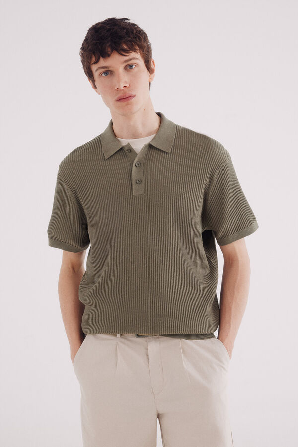 Springfield Jersey manga corta estructura cuello polo gris