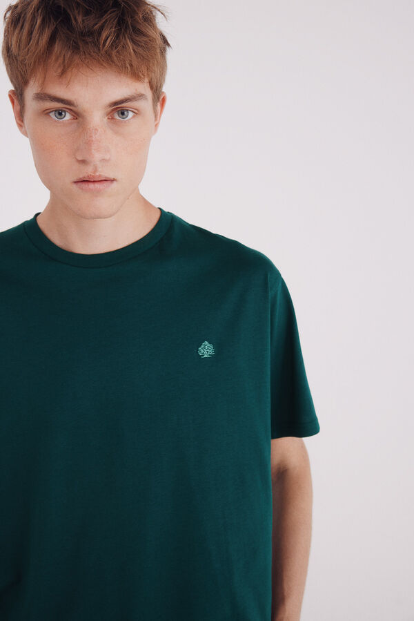 Springfield Camiseta básica com gola redonda verde