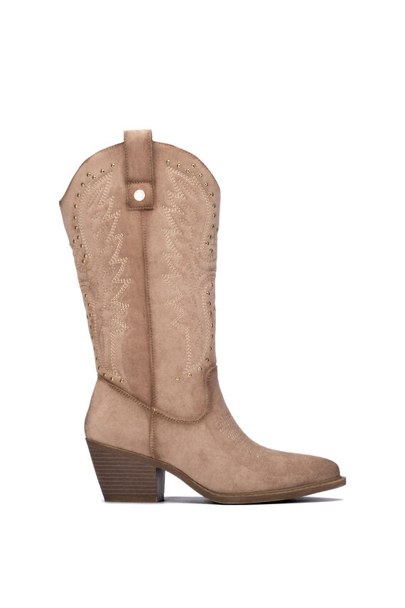 Bota cowboy de tacón con tachuelas