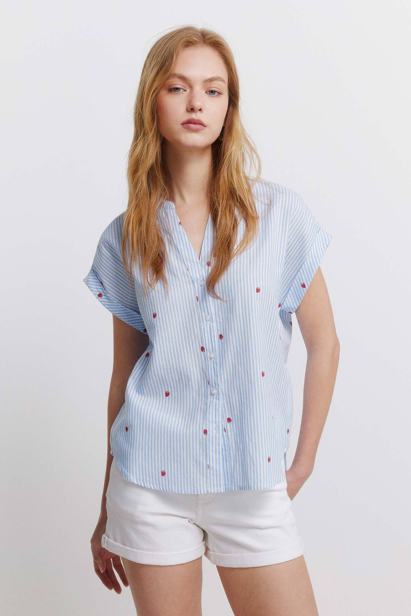 Springfield Camisa de algod&atilde;o gola mao