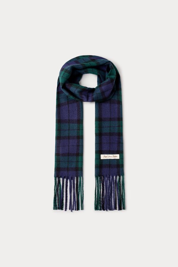 Pepe Jeans Cachecol de tart&atilde; com franjas azul