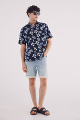 Springfield Bermuda denim slim fit de malha leve azul