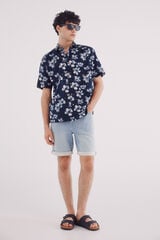 Springfield Bermuda denim slim fit de malha leve azul