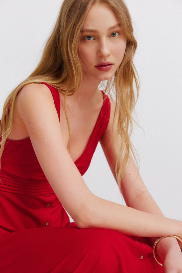 Springfield Vestido midi de al&ccedil;as rom&acirc;ntico vermelho
