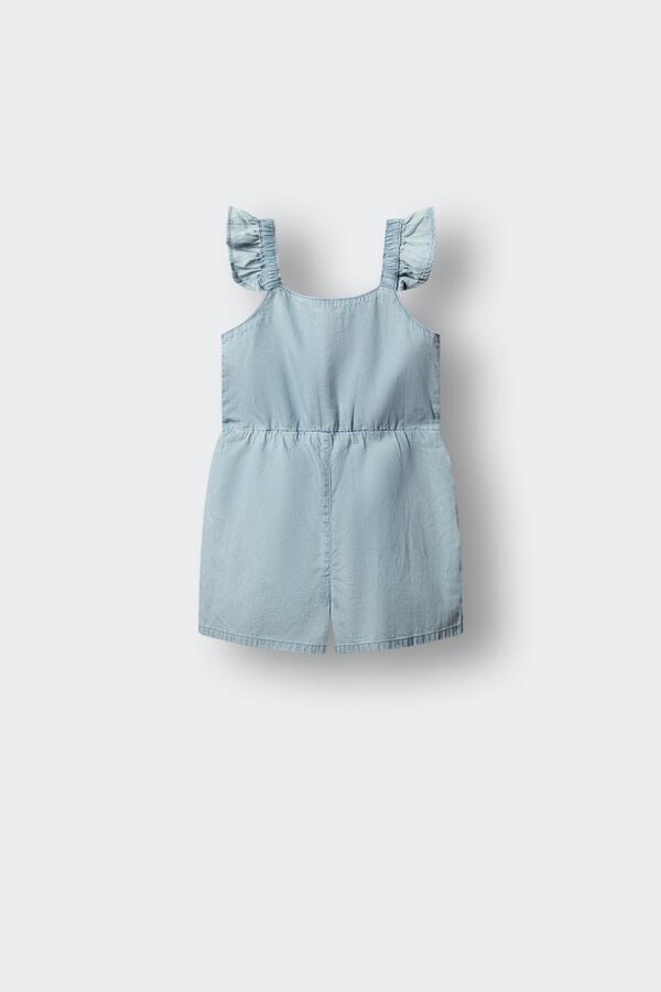 Springfield Kids Jardineiras curtas em denim leve para menina azul
