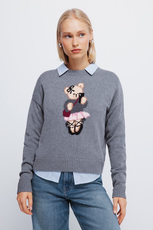 Springfield Camisola de urso Intarsia cinzento