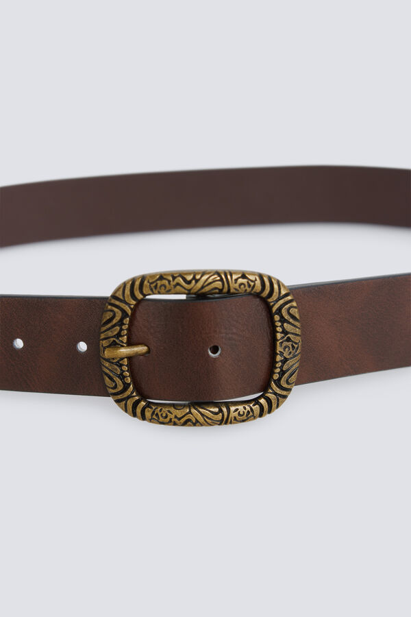 Springfield Cintur&oacute;n hebilla ovalada marr&oacute;n