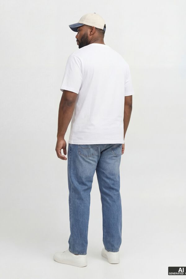 Jack & Jones PLUS T-shirt b&aacute;sica manga curta branco