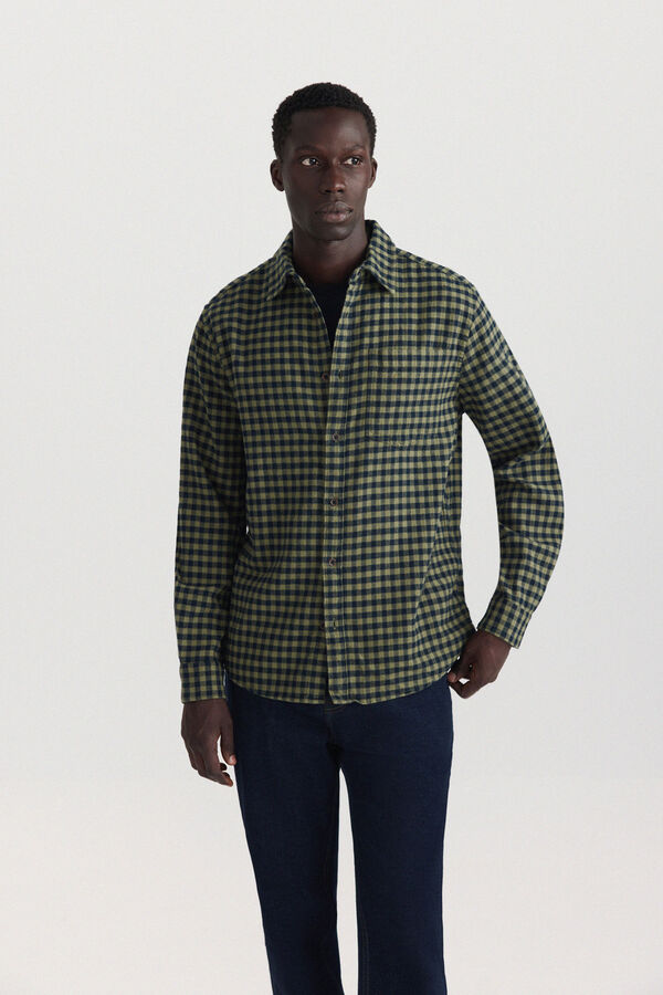 Springfield Camisa de flanela estampado vichy verde