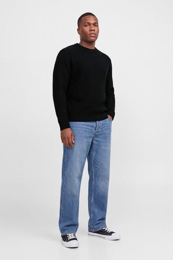 Jack & Jones PLUS Camisola relaxed gola redonda preto