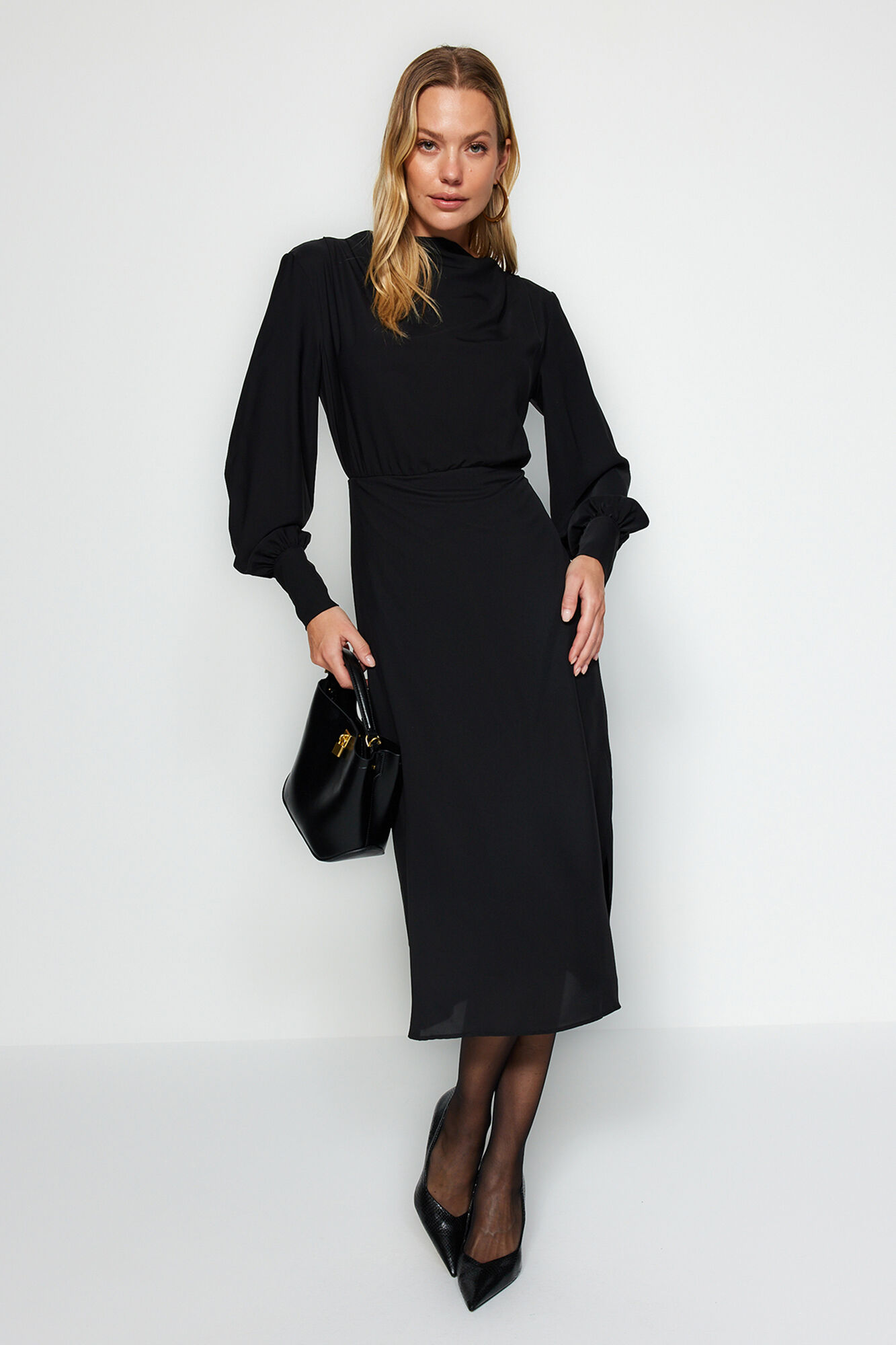 Trendyol Vestido midi com abertura 