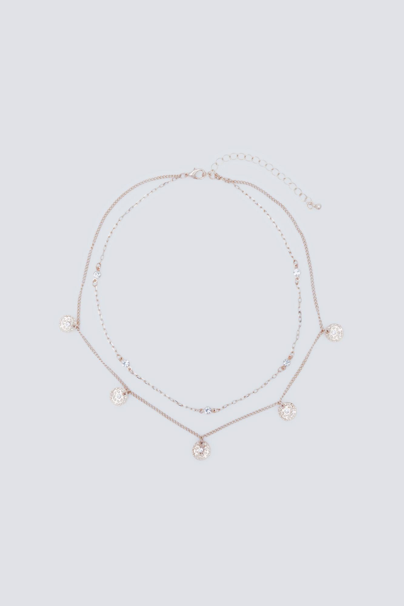 Springfield Colar duplo com pedra e moeda