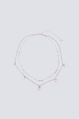 Springfield Colar duplo com pedra e moeda estampado