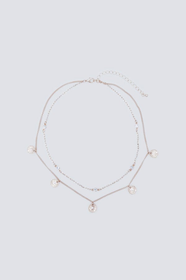 Springfield Colar duplo com pedra e moeda estampado