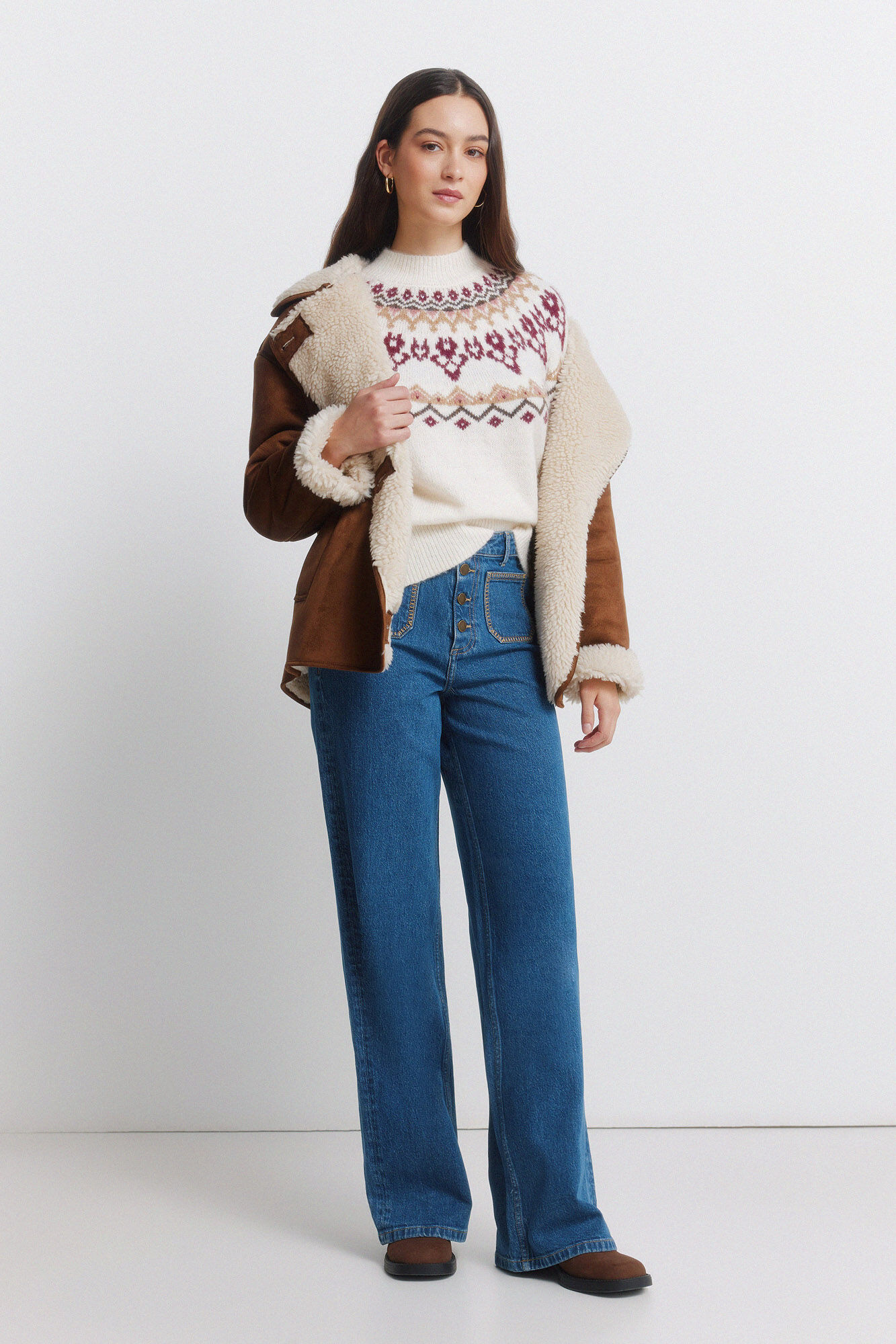 Springfield Cal&ccedil;as jeans super largas com bolsos de remendo