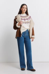 Springfield Cal&ccedil;as jeans super largas com bolsos de remendo