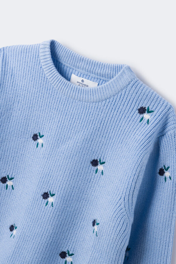 Springfield Girls' embroidered floral jumper indigo blue