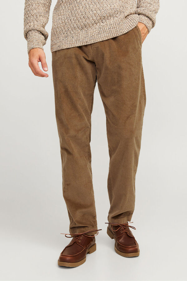Jack & Jones Calça jogger de veludo cotelê cru