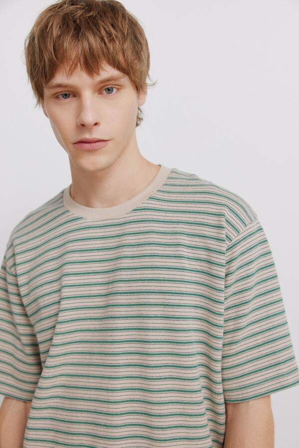 Springfield T-shirt de piqu&eacute; &agrave;s riscas cru