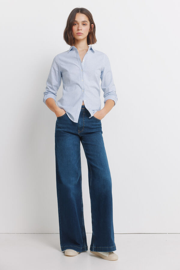 Springfield Camisa de algod&atilde;o Oxford azul