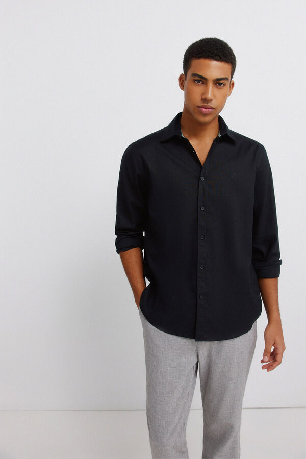 Springfield Cal&ccedil;as slim fit confort&aacute;veis de estrutura de linho cinzento