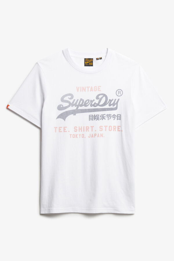 Superdry T-shirt manga curta b&aacute;sica com log&oacute;tipo grande branco