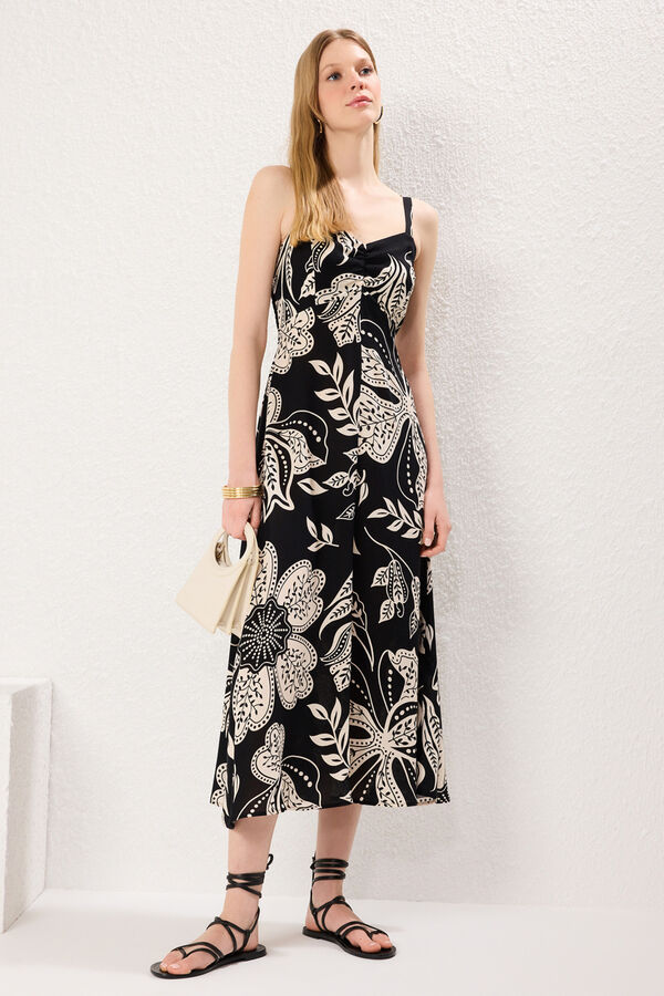 Trendyol Vestido midi de tiras preto