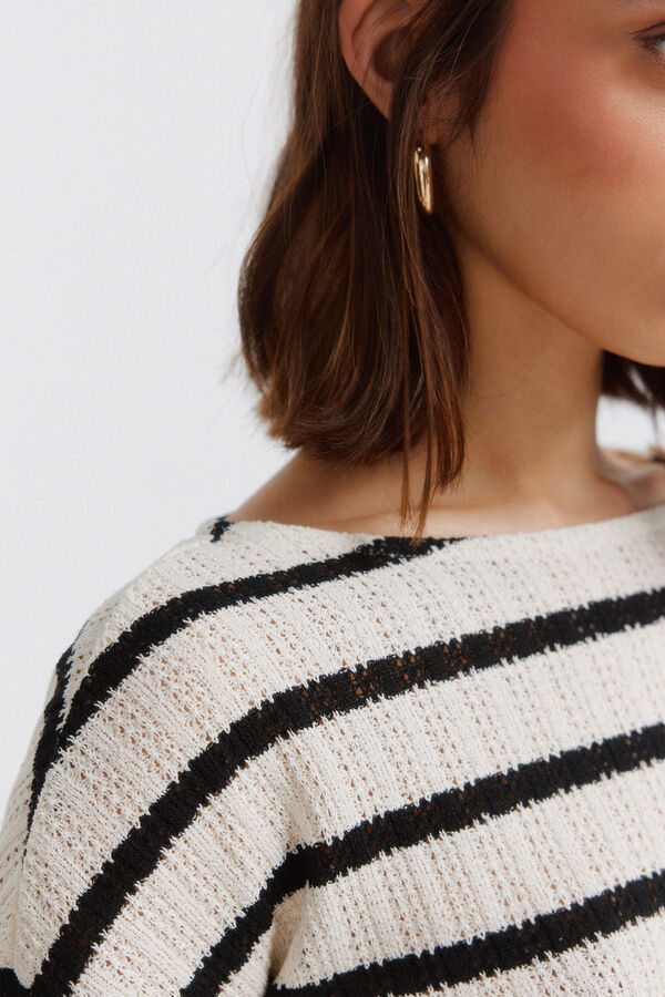 Springfield Camiseta rayas botones hombro beige