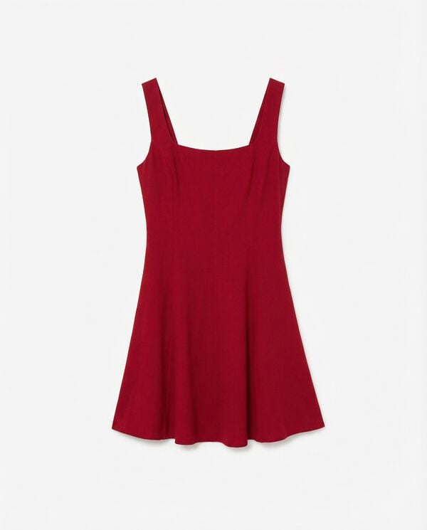 Springfield Vestido de al&ccedil;as curto em linho vermelho