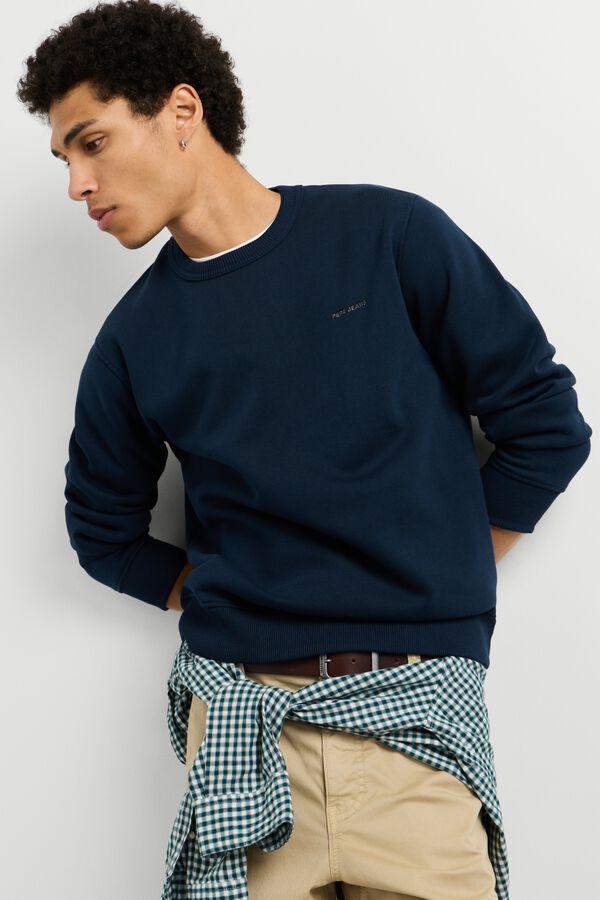 Pepe Jeans Sweatshirt com logo gola redonda azul