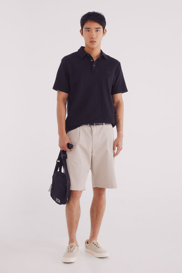 Springfield vestido slim fit com look polo piqué preto