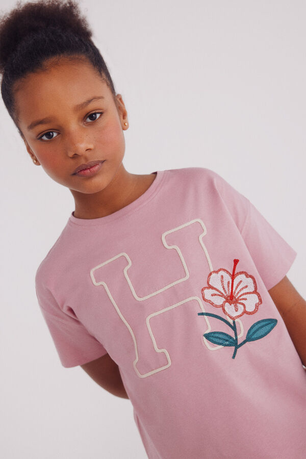 Springfield Kids T-shirt de menina com detalhe de renda rosa