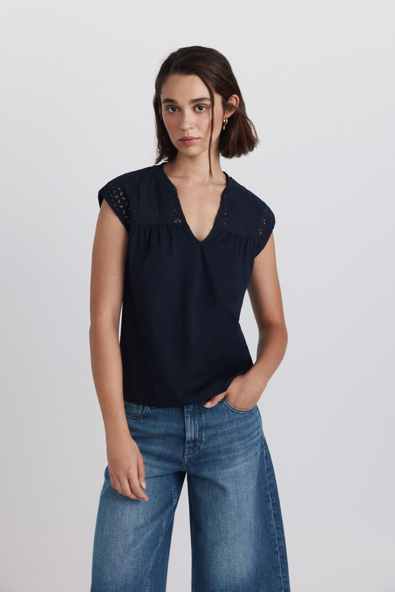 Springfield Camiseta bordado suizo