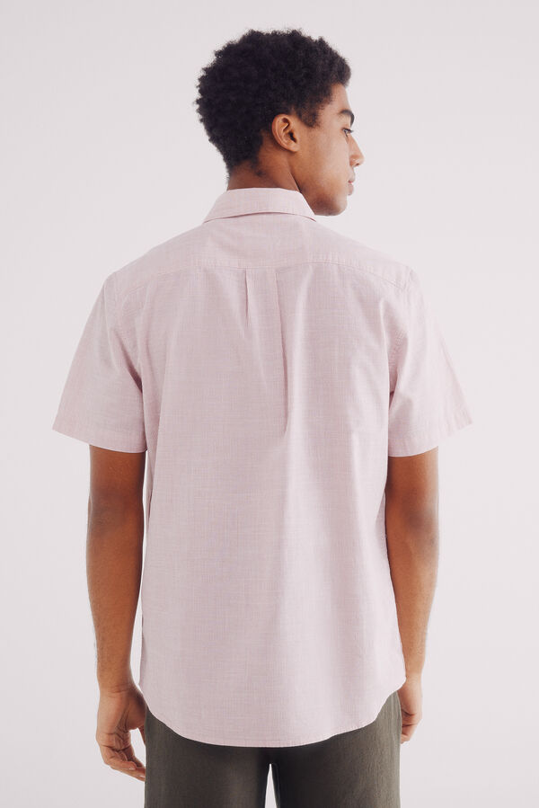 Springfield Camisa de algodão de manga curta com micro listras rosa