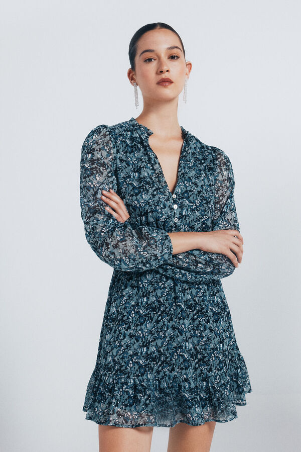 Springfield Vestido curto de chiffon  verde