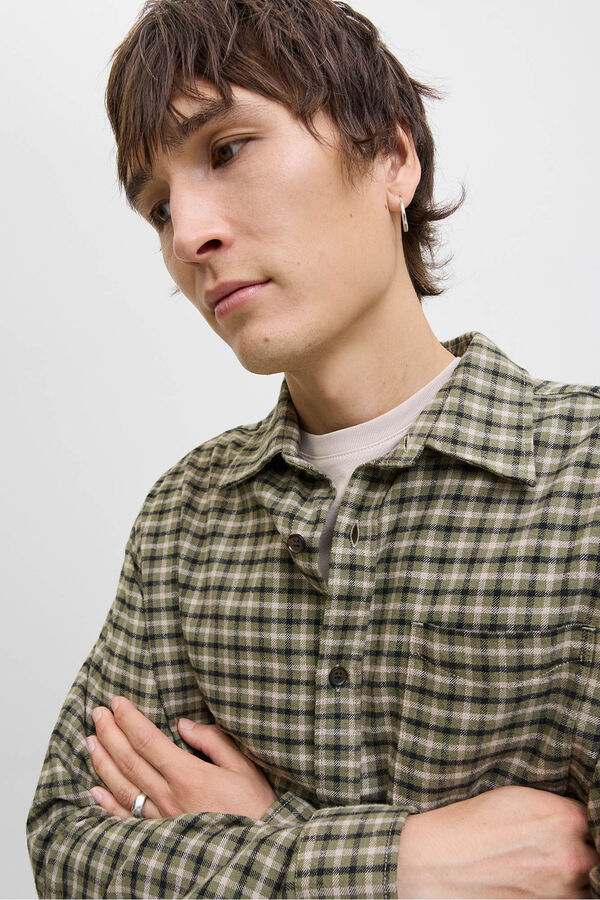 Jack & Jones Camisa xadrez regular fit cru
