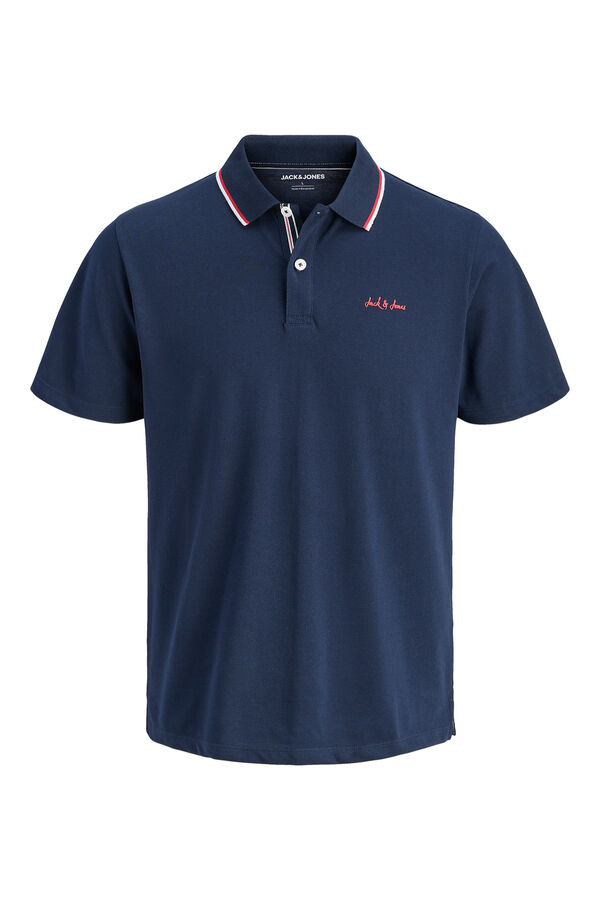 Jack & Jones PLUS Polo piqu&eacute; em algod&atilde;o azul
