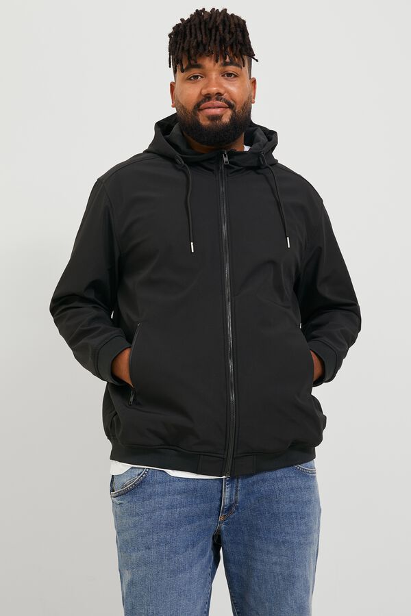 Jack & Jones PLUS Blus&atilde;o softshell com capuz preto