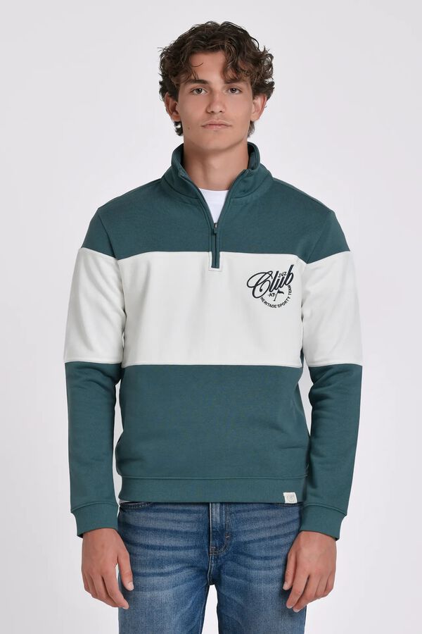 JVZ Sweatshirt de gola alta com meio fecho-&eacute;clair verde
