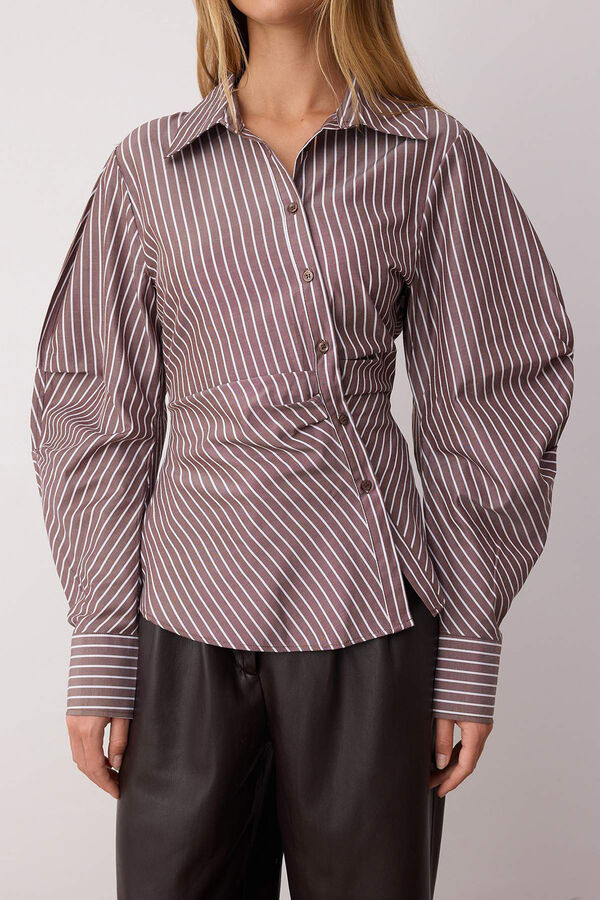 Trendyol Camisa de manga comprida com bot&otilde;es cru