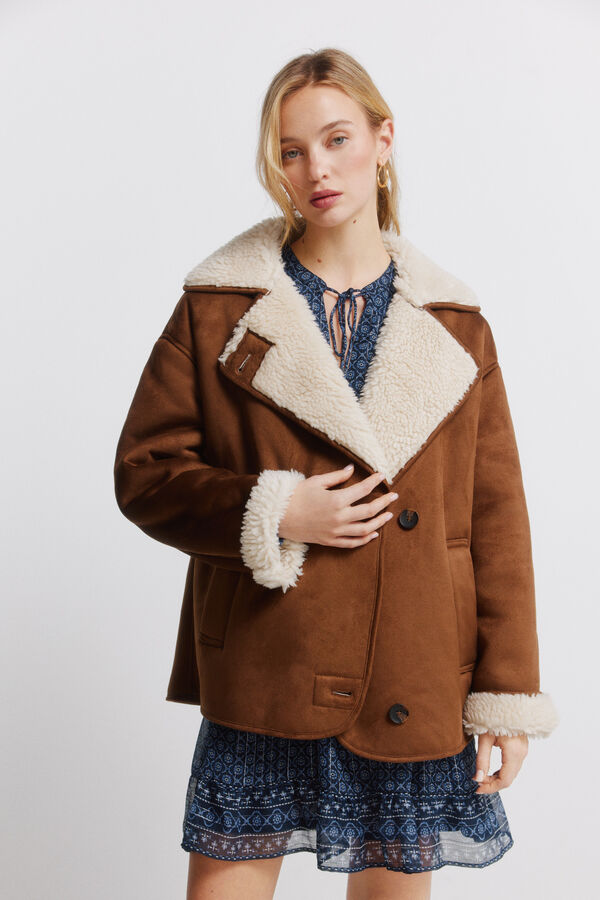 Springfield Sobretudo m&eacute;dio com gola de lapela  vison